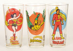 DC SUPER HERO "SUPERGLASSES!" PEPSI GLASSES, SIGN AND GLASS LOT.