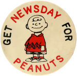 LUCY AND CHARLIE BROWN PAIR OF EARLY AND RARE NEWSPAPER PROMOTION BUTTONS.