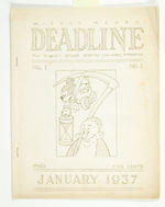 WALT DISNEY STUDIO "DEADLINE" IN-HOUSE FIRST ISSUE MAGAZINE FROM 1937.