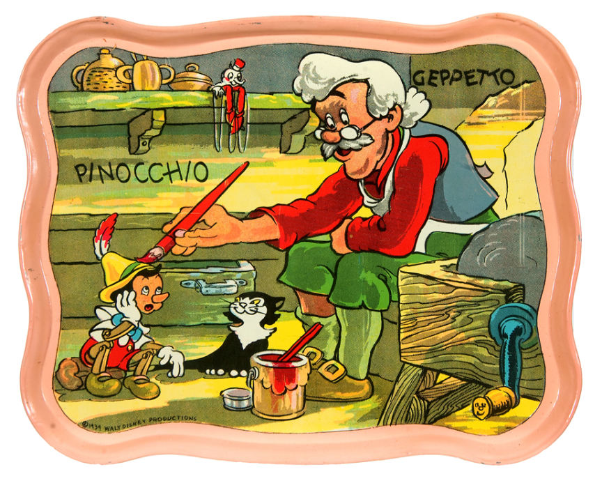 Tin Litho Tea Set Pieces Featuring Walt Disney's Pinocchio From