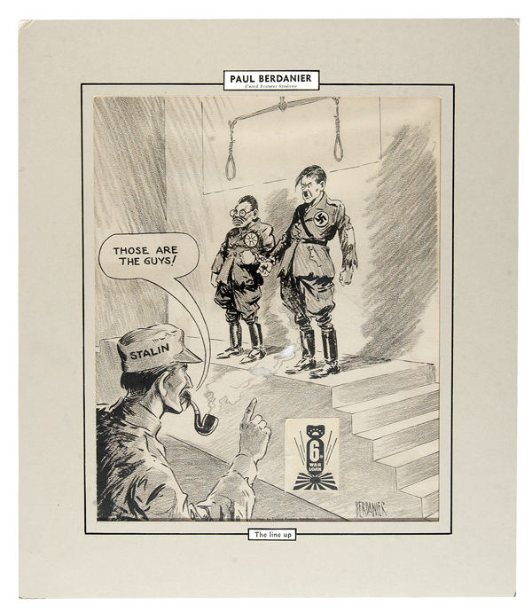 Hake's - WORLD WAR II ANTI-AXIS POLITICAL CARTOON ORIGINAL ART TRIO.