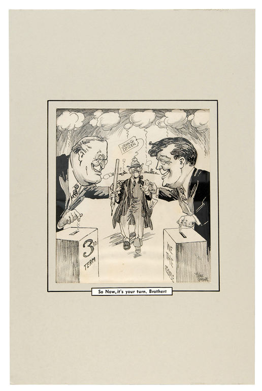 Hake's - FDR-WILLKIE 1940 EDITORIAL CARTOON ORIGINAL ART BY WALLACE ...