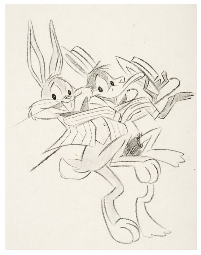 Hake's - Bugs Bunny And Daffy Duck Dancing With Hats Original Publicity 