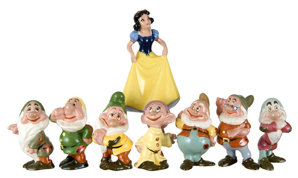 Hakes Snow White And The Seven Dwarfs American Pottery Figurine Set 