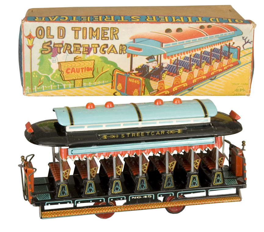 Hake's - "OLD TIMER STREETCAR" FRICTION TOY.