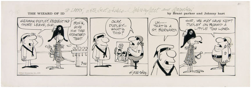 Hake's - “THE WIZARD OF ID” AUTOGRAPHED 1970 DAILY COMIC STRIP ORIGINAL ...