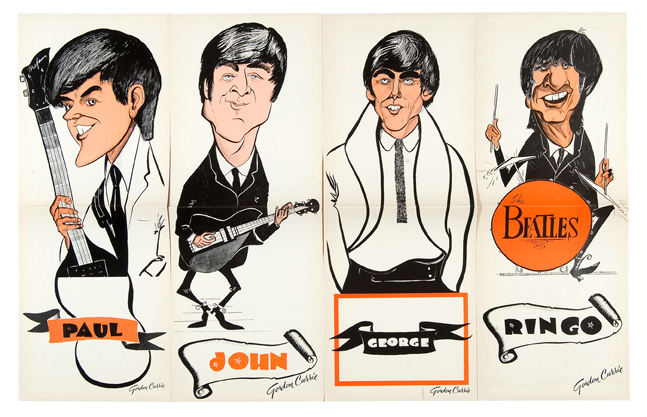 1964 Original Set 4 Beatles Pin-Up Screamers Gordon Currie Caricature Posters online