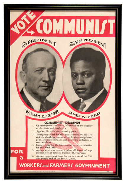 Hake's - FOSTER/FORD 1932 COMMUNIST PARTY FRAMED RARE POSTER.