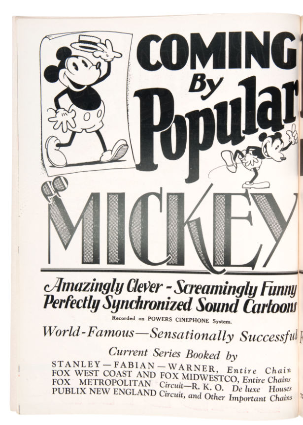 Hake's - MICKEY MOUSE DOUBLE PAGE AD IN 1929 