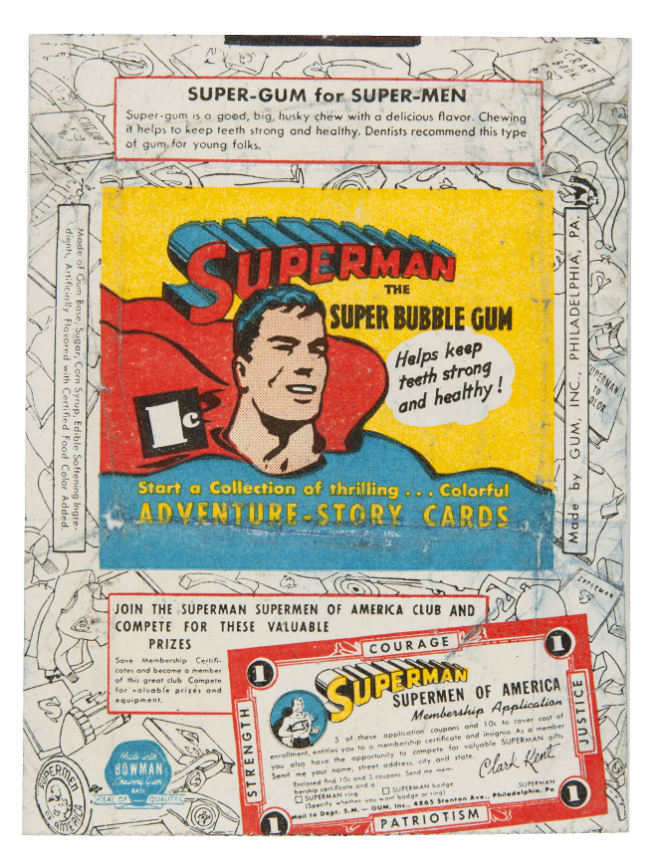 Hake's - "SUPERMAN" GUM INC. GUM CARD WRAPPER.