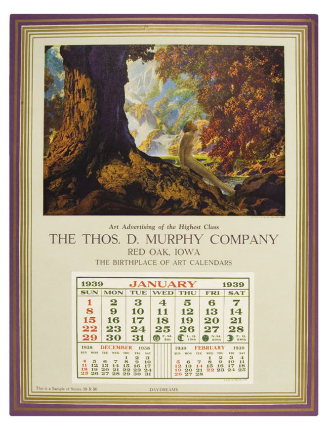 Hake's MAXFIELD PARRISH "DAYDREAMS" CALENDAR SAMPLE.