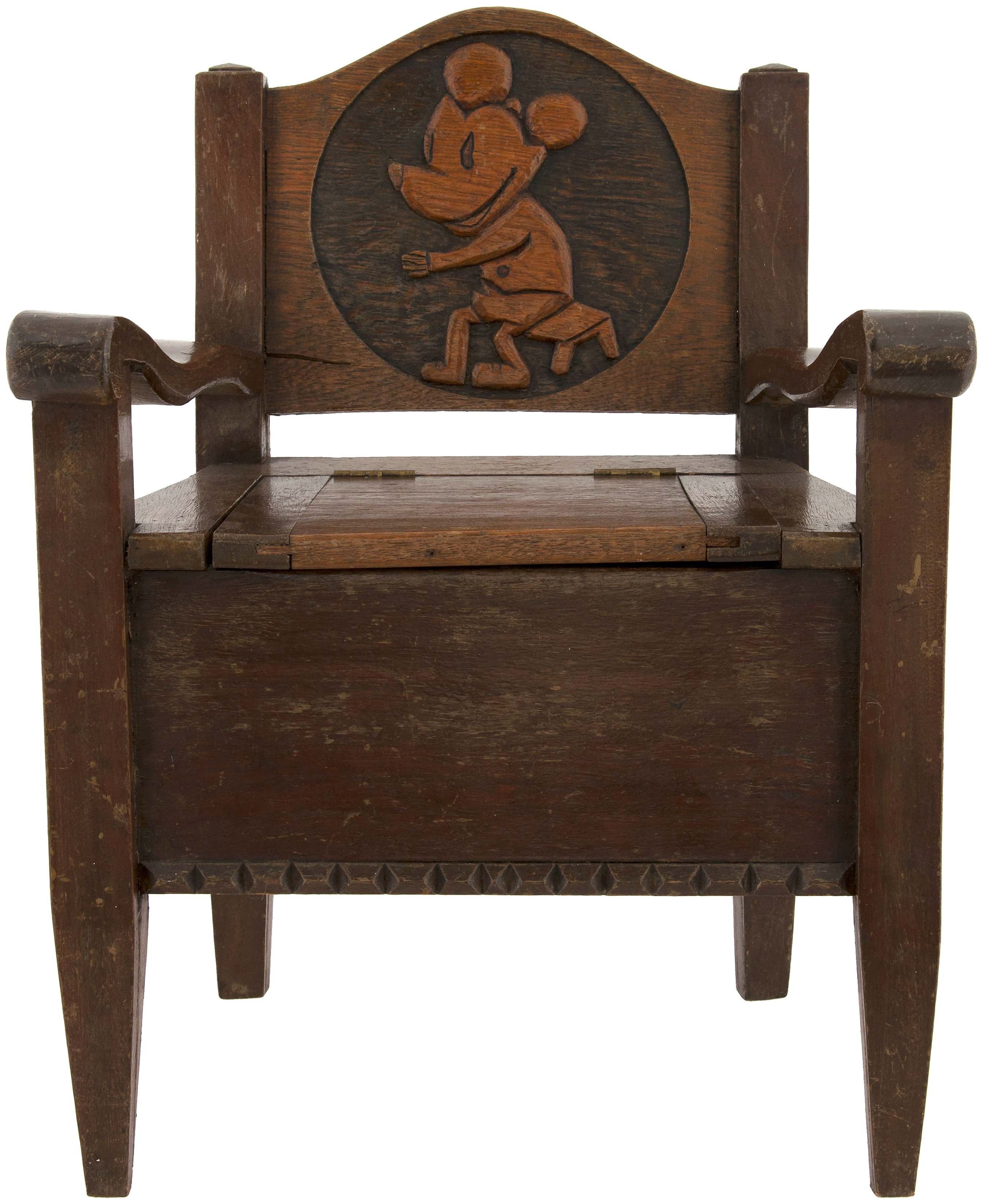 Hake's - MICKEY MOUSE WOODEN FOLK ART POTTY CHAIR.