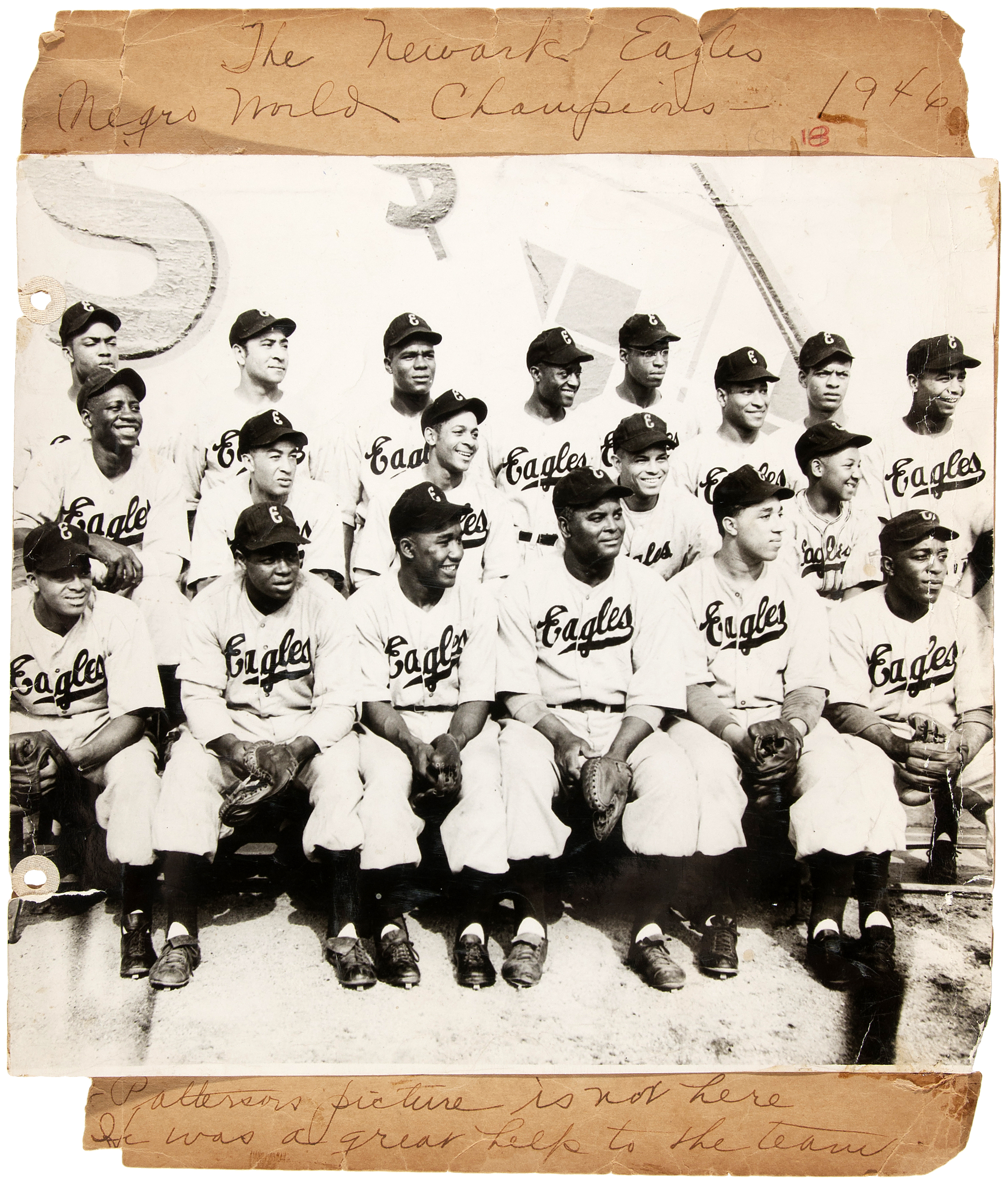 Hake's - 1946 NEGRO LEAGUE CHAMPION NEWARK EAGLES TEAM PHOTO FROM