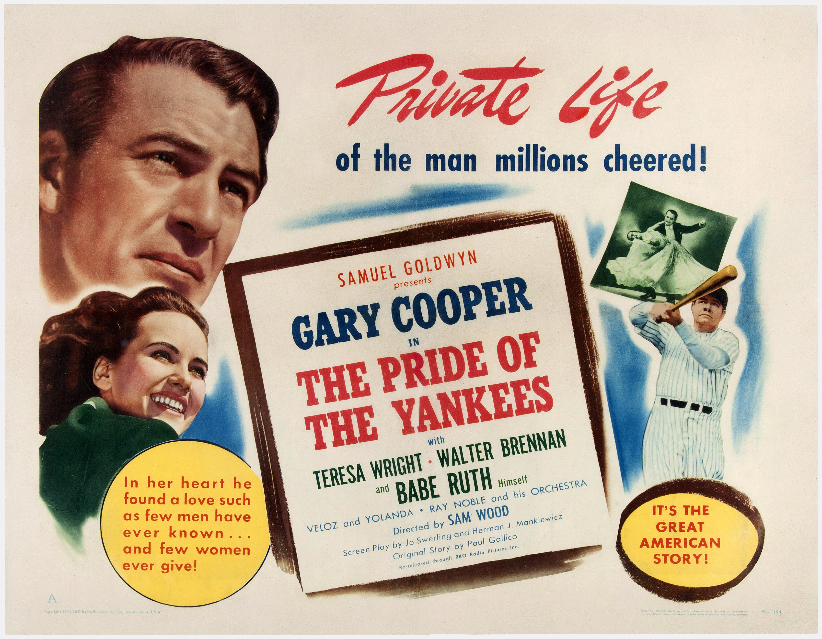 The Pride Of The Yankees, poster, Gary Cooper, Teresa Wright on