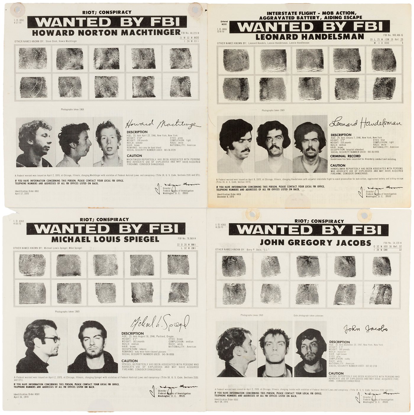 Hake's - THIRTEEN SDS WEATHER UNDERGROUND FUGITIVES WANTED BY FBI