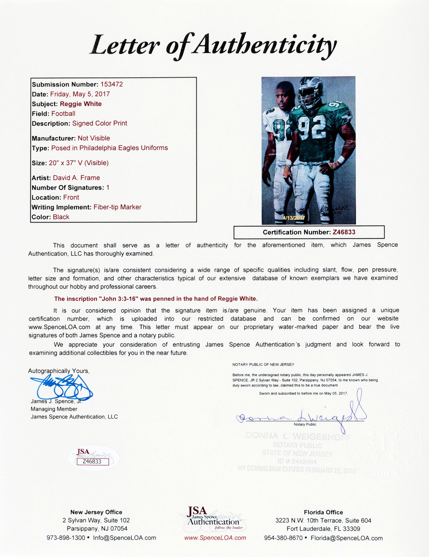 Reggie White Philadelphia Eagles Memorabilia, Reggie White Collectibles,  Eagles Verified Signed Reggie White Photos