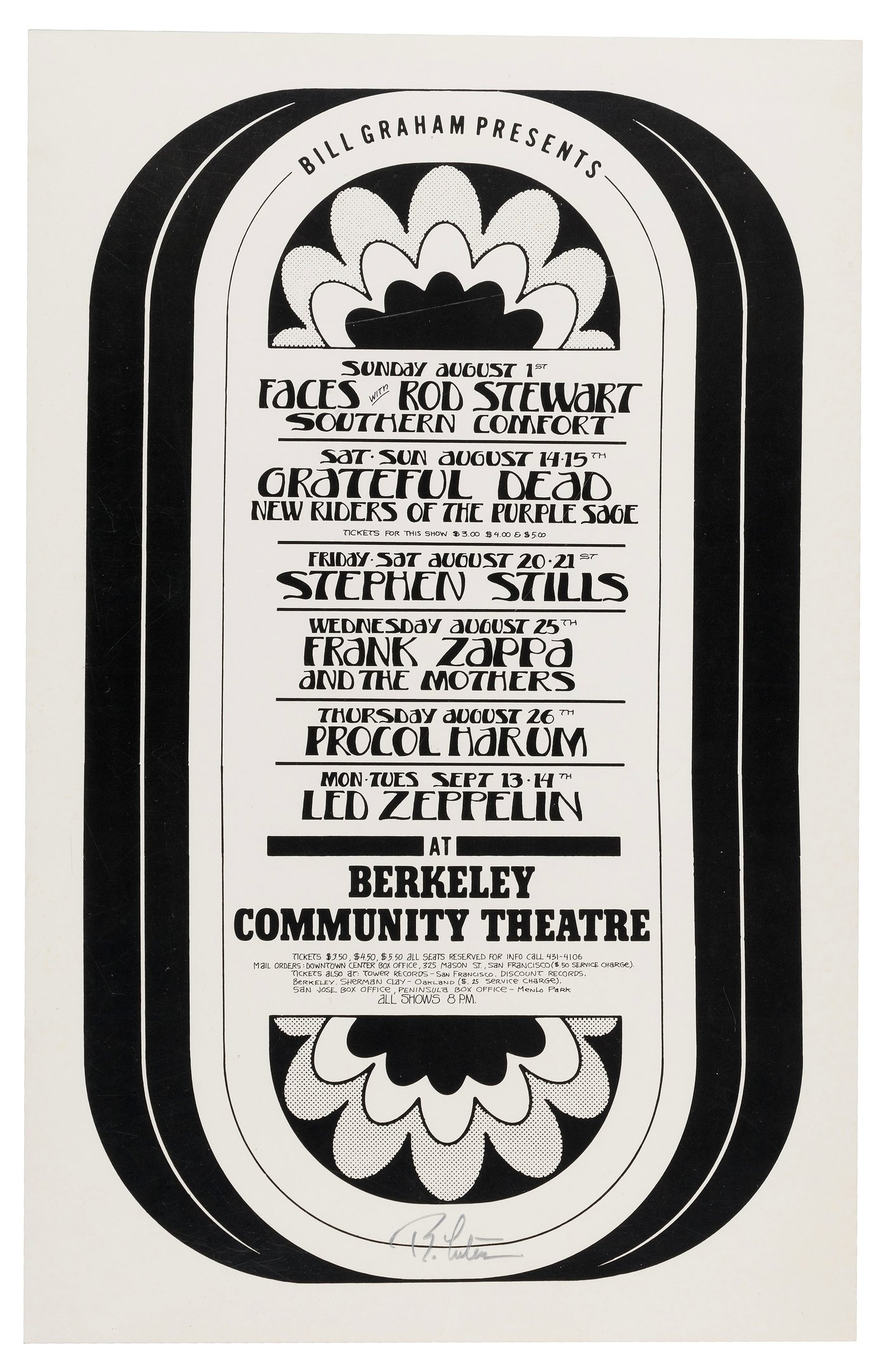 Hake's - "BILL GRAHAM PRESENTS" 1973 CONCERT POSTER FEATURING ZAPPA ...