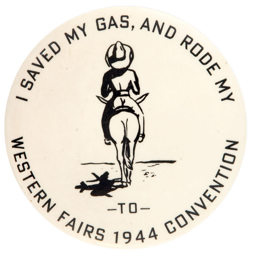 Hake's - "WESTERN FAIRS 1944 CONVENTION" UNUSUAL AND LARGE REBUS BUTTON.