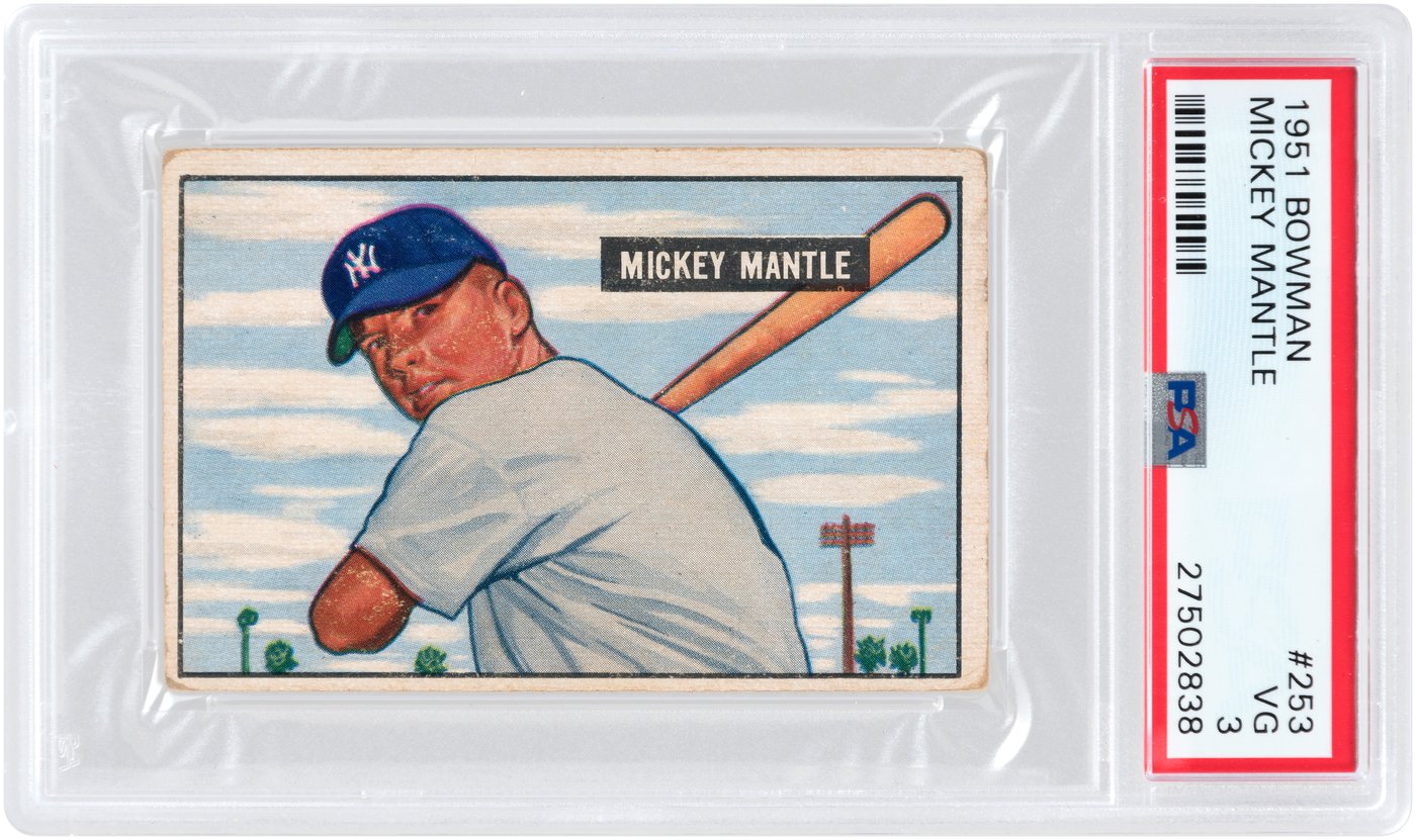 Hake S 1951 BOWMAN 253 MICKEY MANTLE ROOKIE CARD PSA VG 3