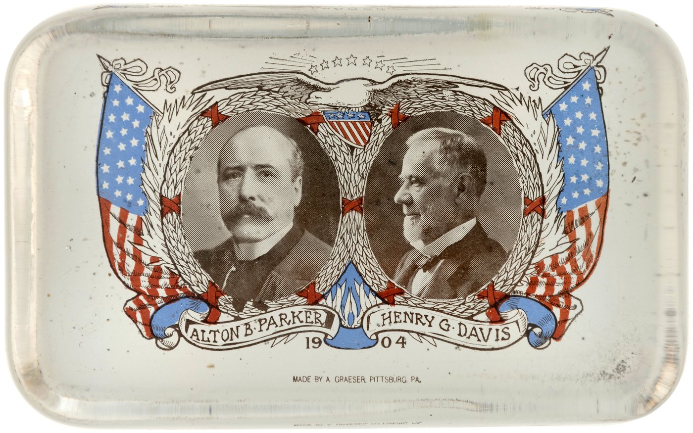 Hake's - Superlative Parker Davis Patriotic 1904 Jugate Paperweight.