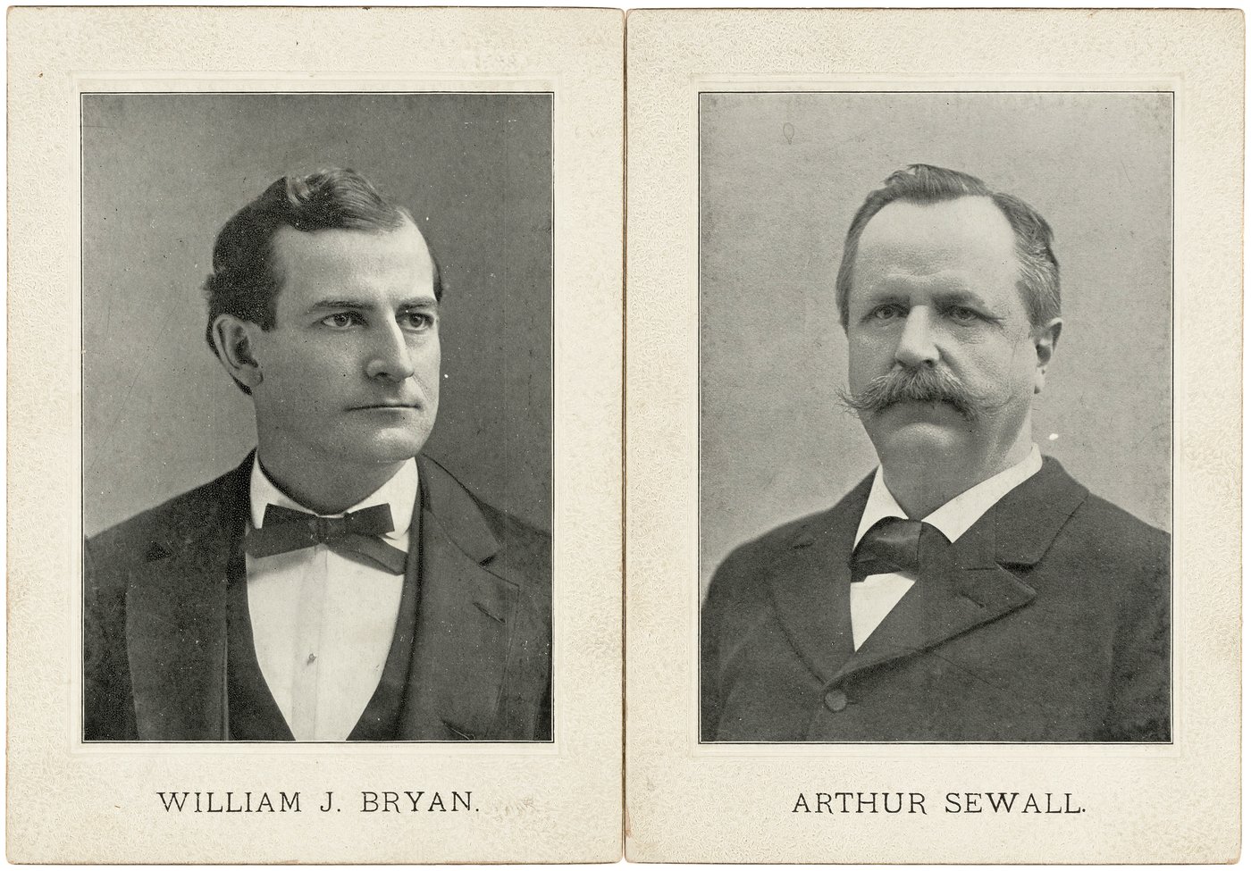 Hake's - PAIR OF BRYAN AND SEWALL 1896 ADVERTISING TRADE CARDS.