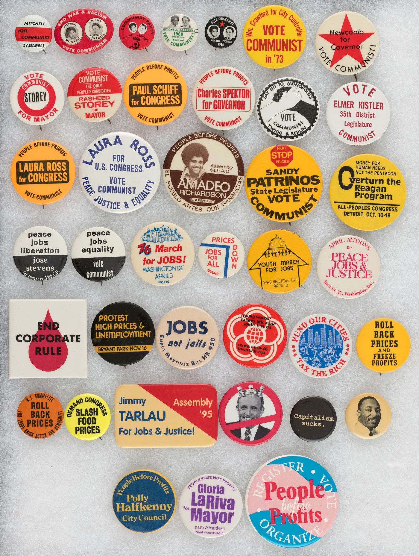 Hake's - COMMUNIST PRESIDENTIAL & LOCAL CANDIDATES 39 BUTTONS 1968 AND ...