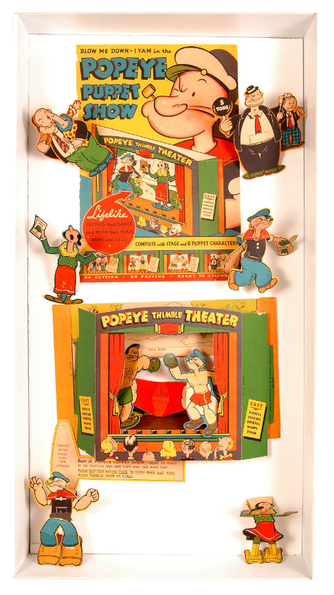 Hake's - "POPEYE THIMBLE THEATER PUPPET SHOW PUNCH-OUT BOOK DISPLAY."