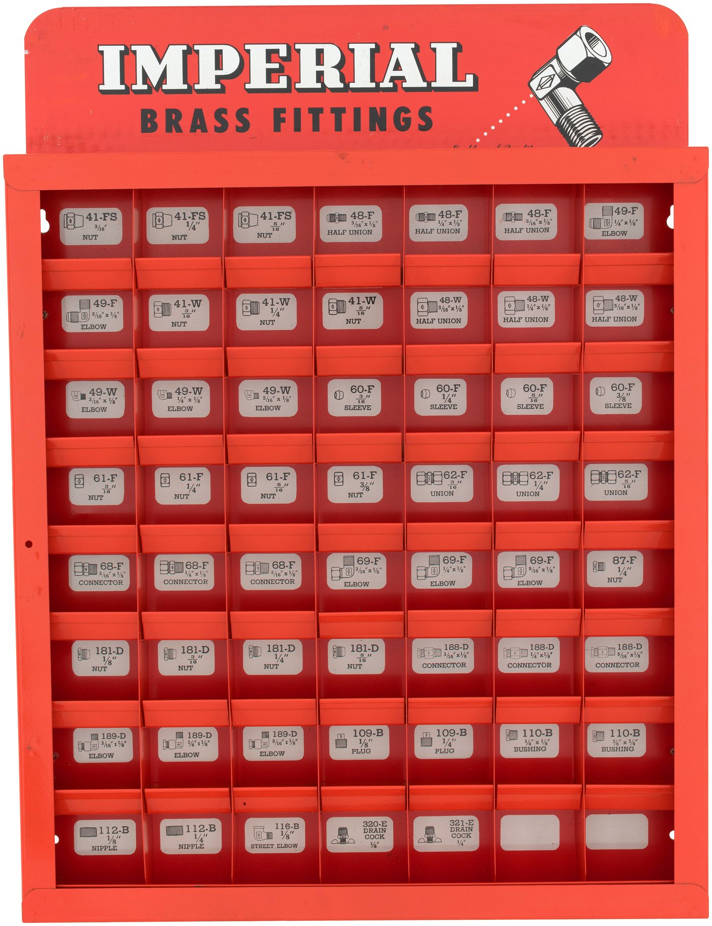 Hake's IMPERIAL BRASS FITTINGS METAL STORE DISPLAY