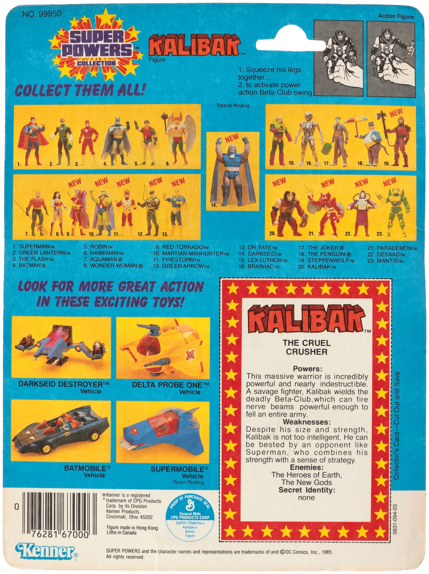 Hake's - SUPER POWERS CARDED KALIBAK FIGURE AND BOXED BOULDER BOMBER.