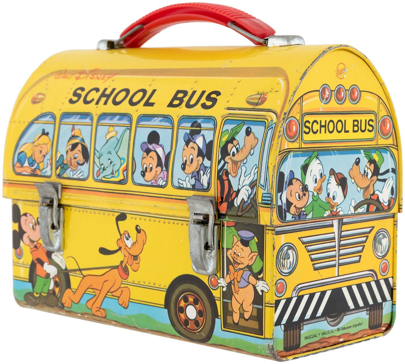 Hake s WALT DISNEY SCHOOL BUS SPANISH METAL DOME LUNCH BOX 