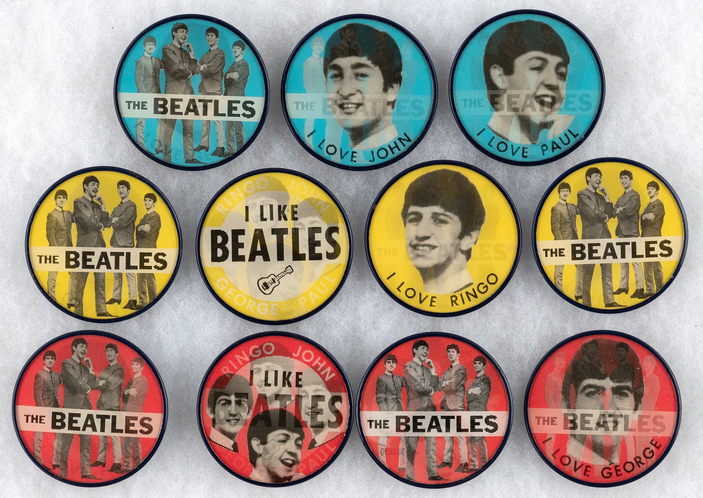 Hake's - THE BEATLES VARI-VUE FLICKER BUTTON LOT.