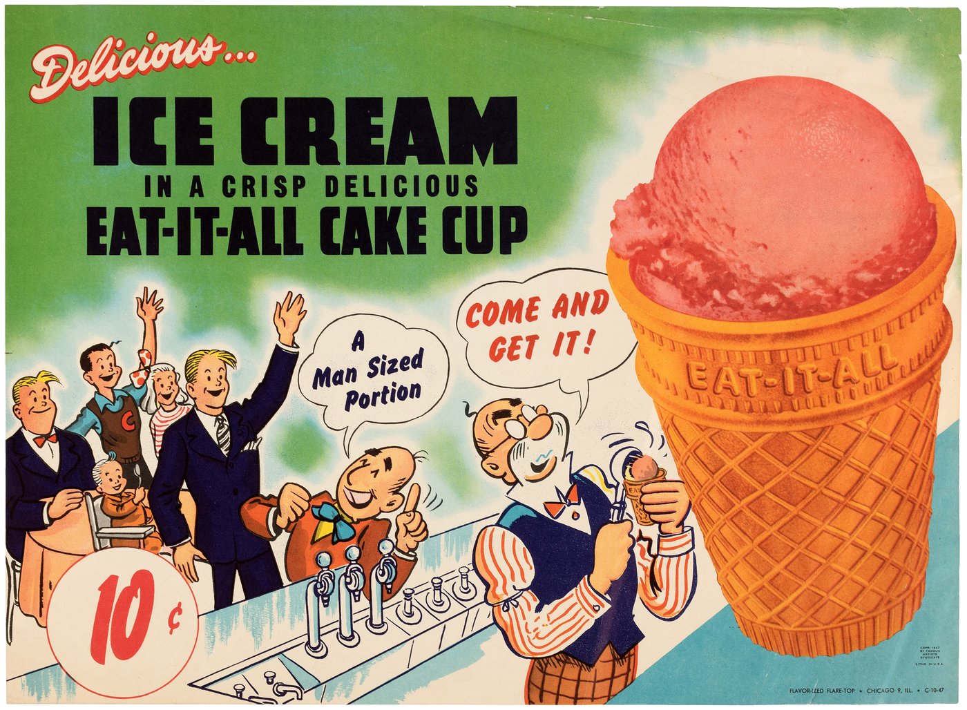 Hake S Comic Character Flare Top Eat It All Ice Cream Cone Store Sign Pair