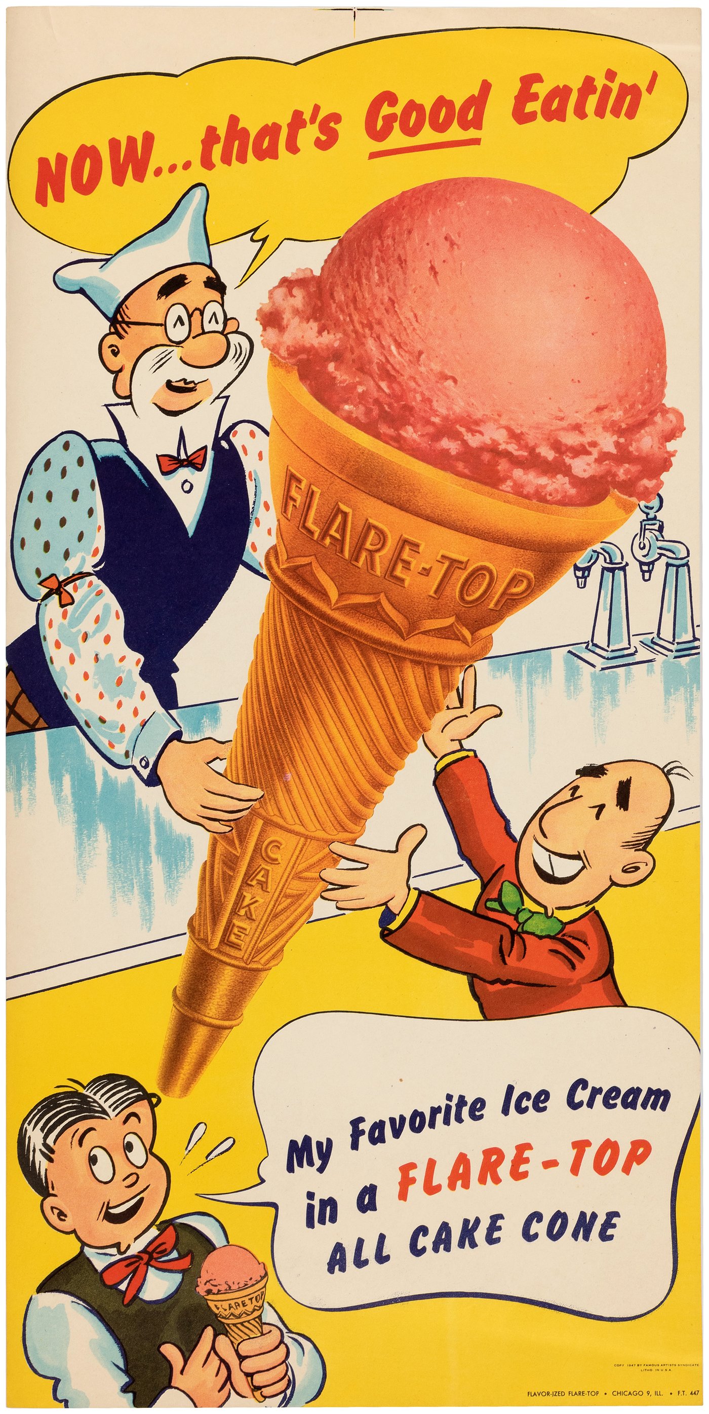 Hake S Comic Character Flare Top Eat It All Ice Cream Cone Store Sign Pair