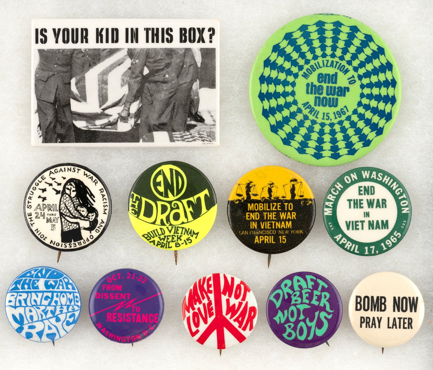 Hake's - COLLECTION OF 11 ANTI-VIETNAM WAR BUTTONS INCLUDING "IS YOUR ...