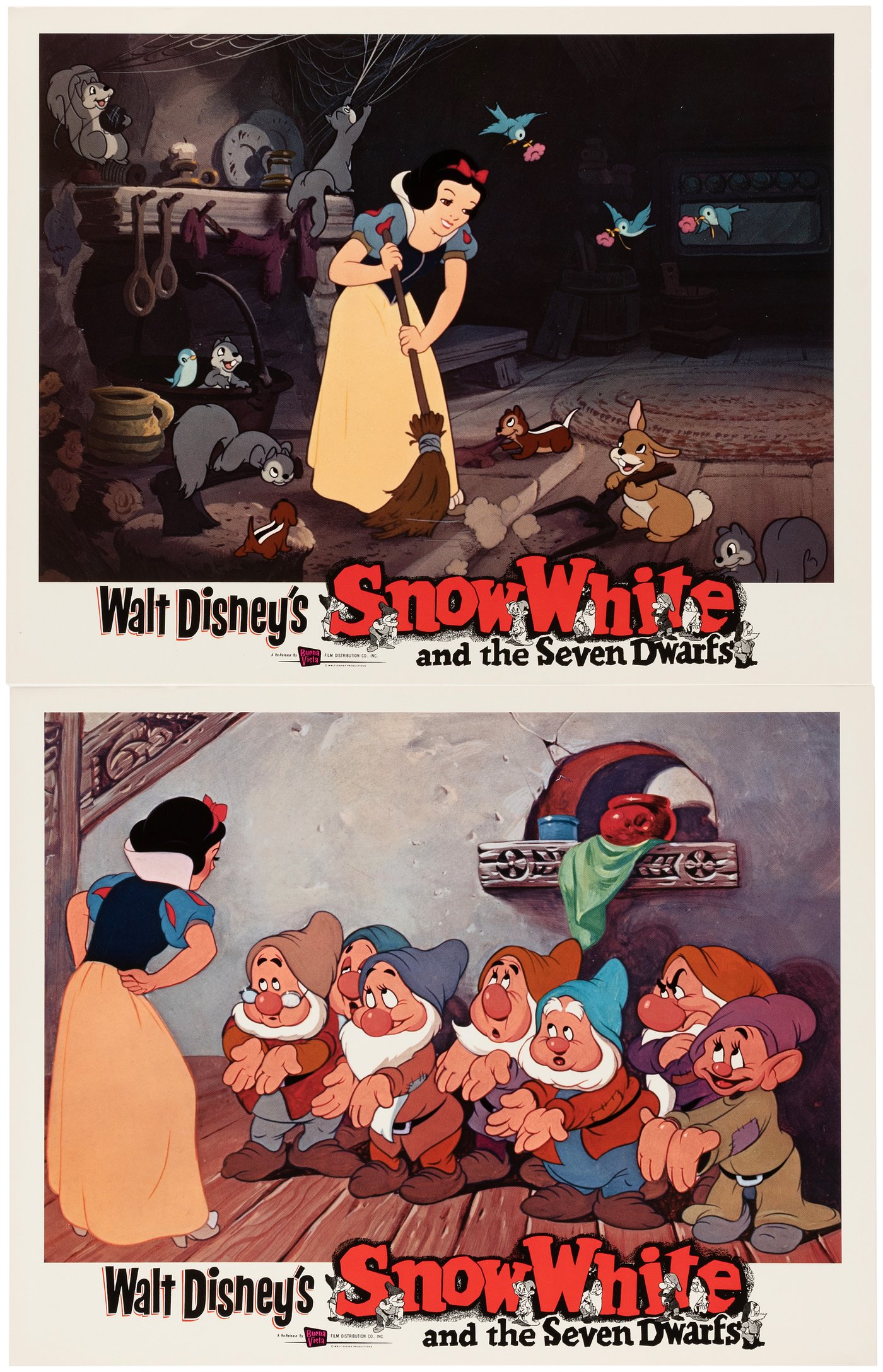 Hakes Snow White And The Seven Dwarfs 1967 Re Release Lobby Card Set With Envelope 