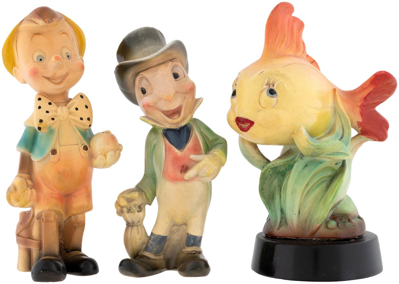 Hake's - PINOCCHIO, JIMINY CRICKET & CLEO LEONARDI FIGURINE TRIO.