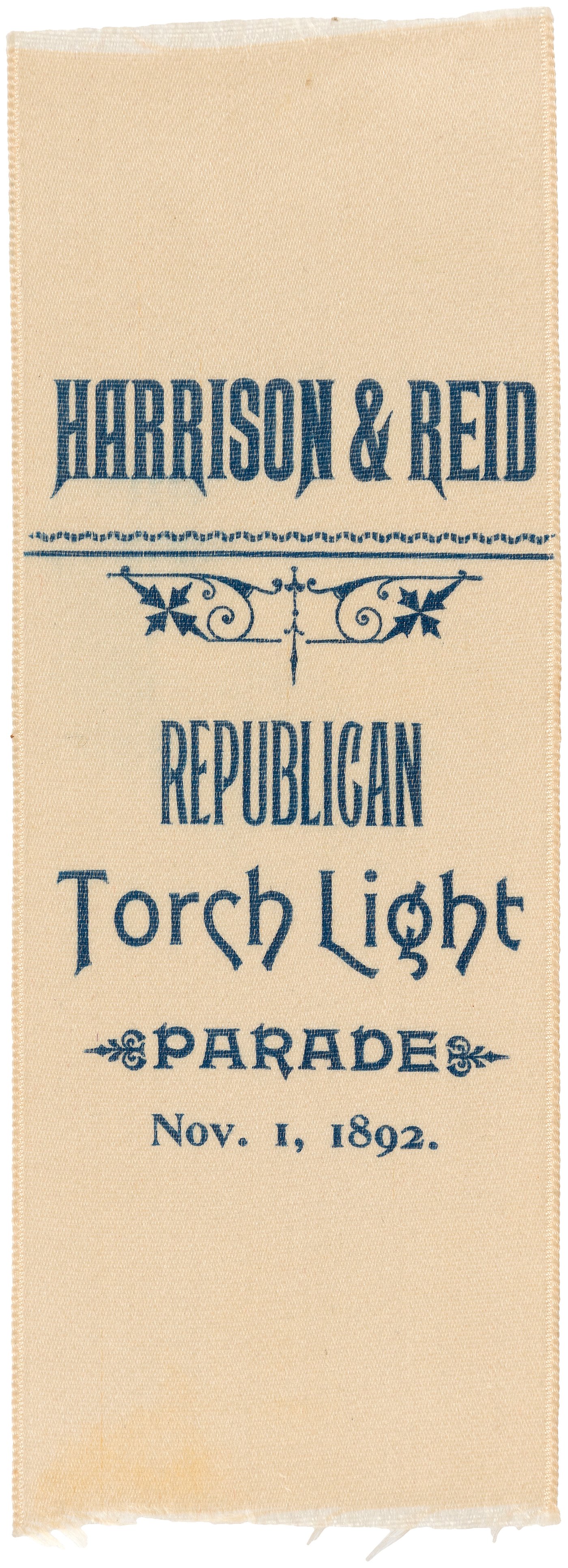 Hake's "HARRISON & REID REPUBLICAN TORCH LIGHT PARADE NOV. 1, 1892