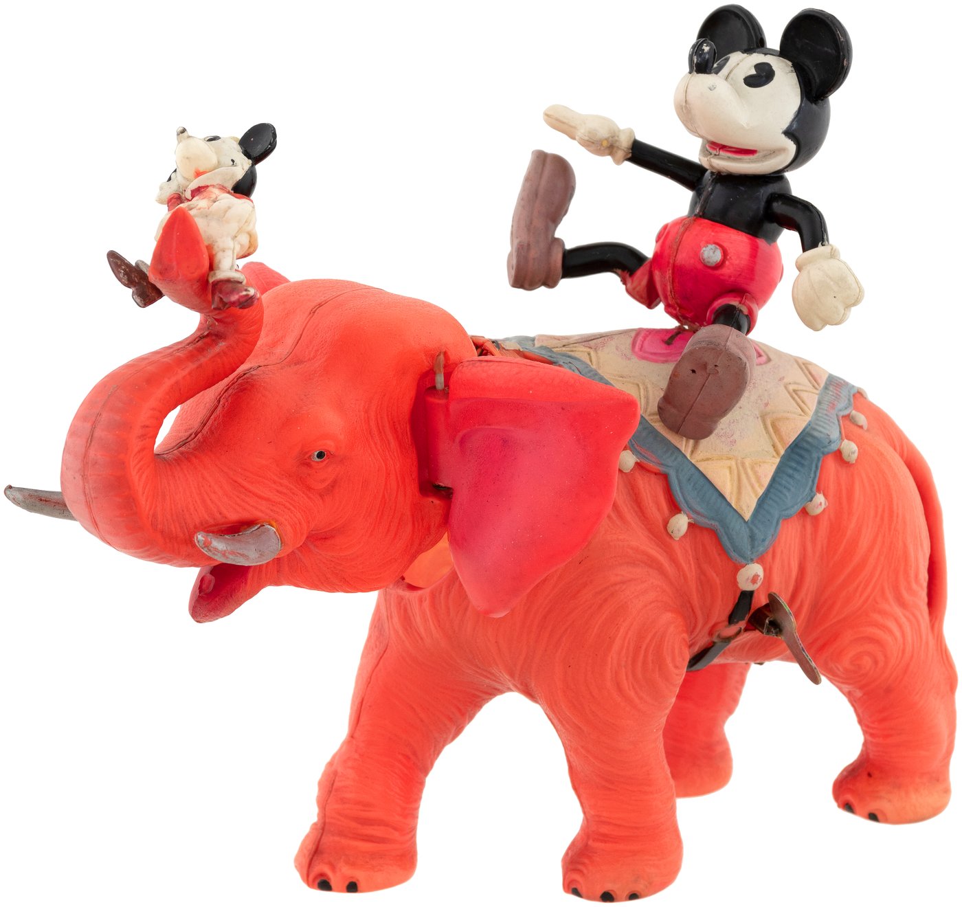 Hake S Mickey And Minnie Riding Elephant Large Celluloid Wind Up