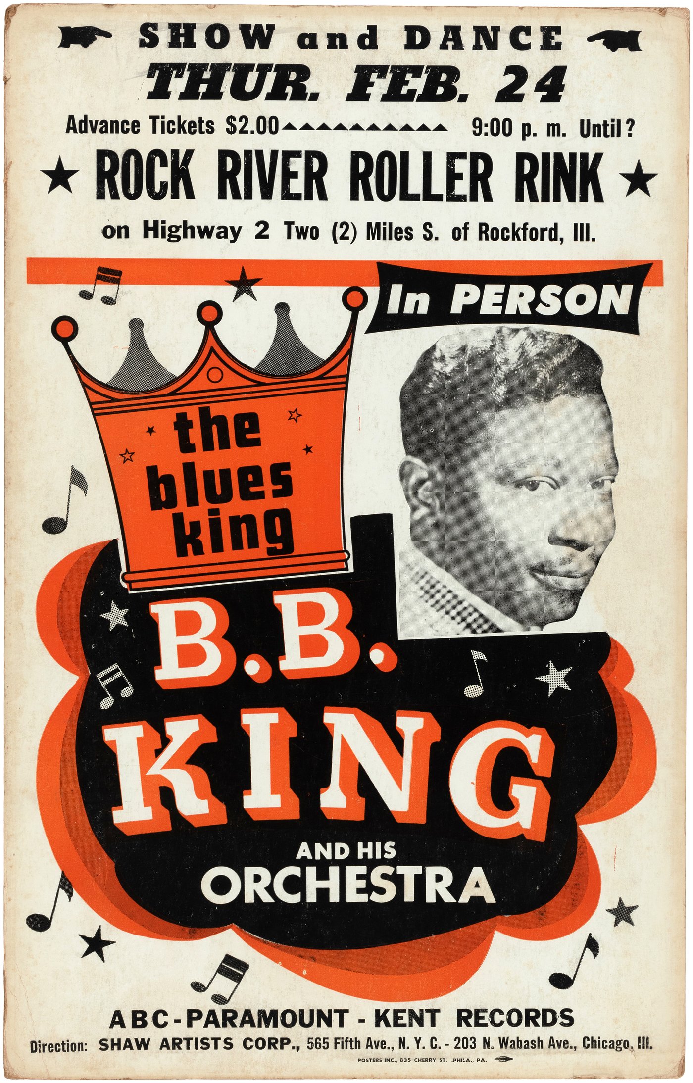 Hake's - "THE BLUES KING" B.B. KING 1966 CONCERT POSTER.