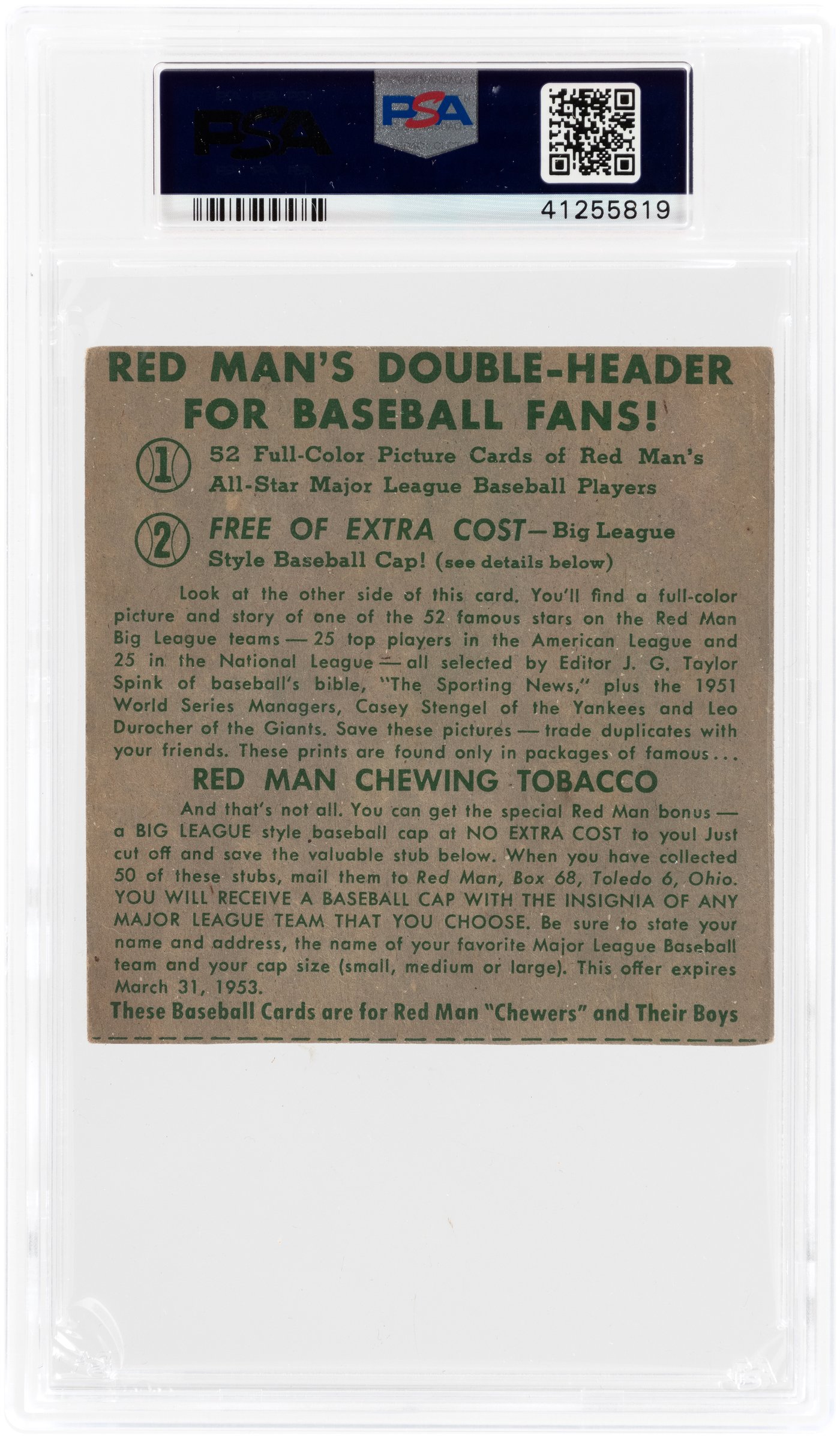 1954 Red Man Tobacco #17 Phil Rizzuto - PSA 6