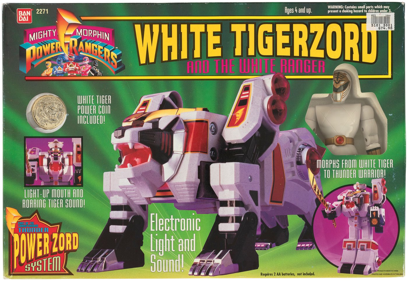 Afhængighed Smitsom sygdom lade Hake's - BANDAI MIGHTY MORPHIN POWER RANGERS "WHITE TIGERZORD & RED DRAGON  THUNDERZORD" PAIR.
