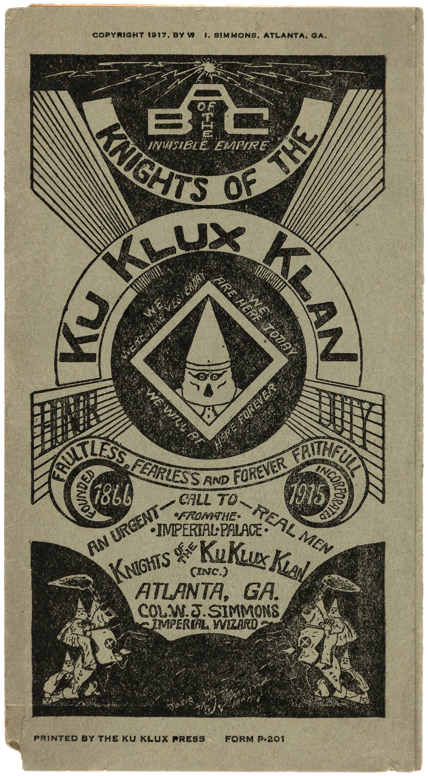 Hake's - "KNIGHTS OF THE KU KLUX KLAN" GRAPHIC 1917 PAMPHLET.