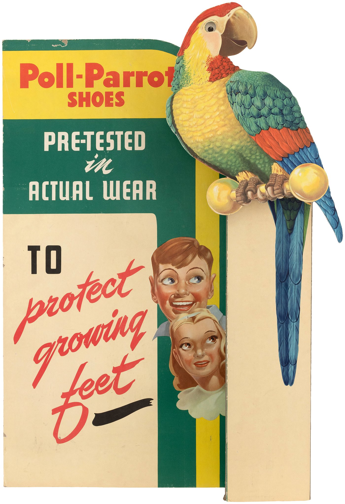 Hakes Poll Parrot Shoes Advertising Standee