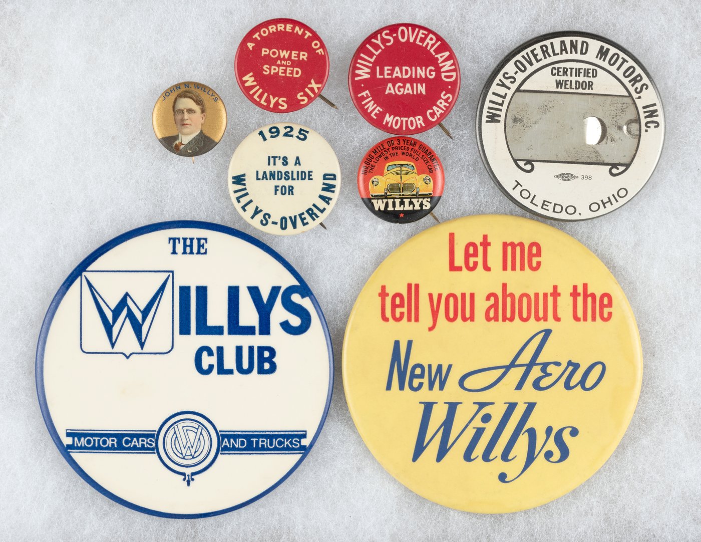 Hake's - WILLYS AND WILLYS-OVERLAND EIGHT BUTTONS C. 1920s-1970.