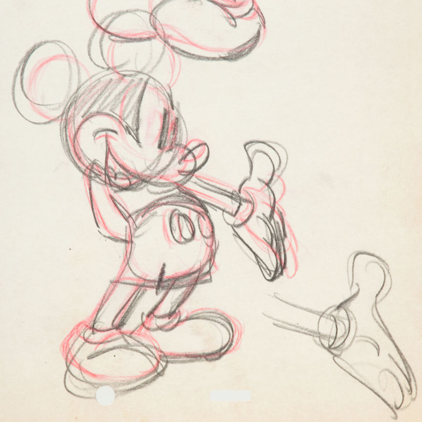 Mickey Mouse Model Sheet Concept Art Attributed To Fred Moore With