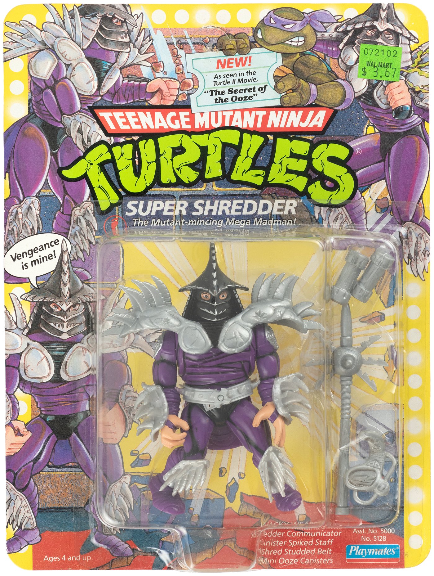 Vintage TMNT Super Shredder Ninja Turtles Playmates Secret of the Ooze w/  Weapon