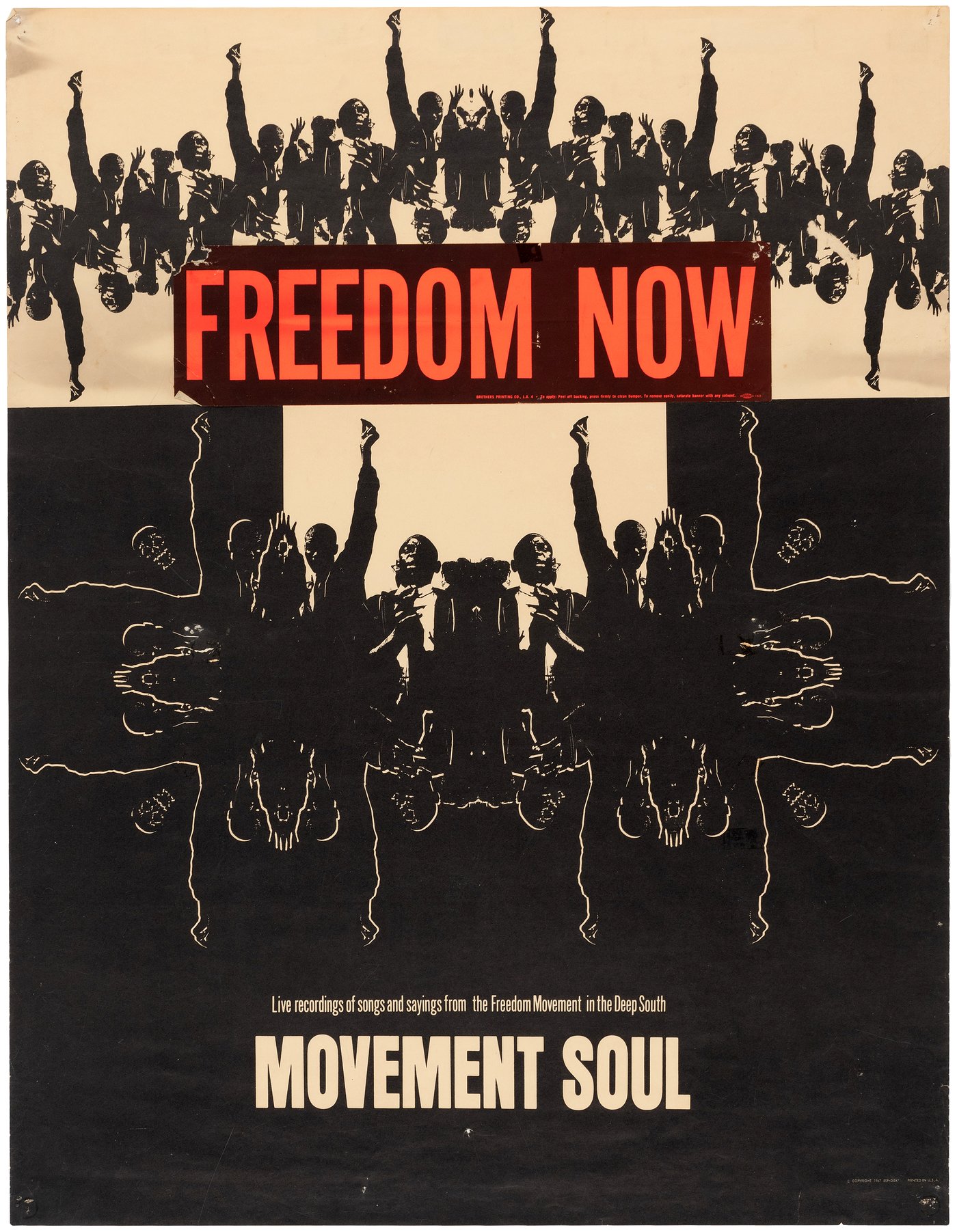 Hake's - RARE CIVIL RIGHTS "MOVEMENT SOUL" 1967 ALBUM ADVERTISING POSTER.