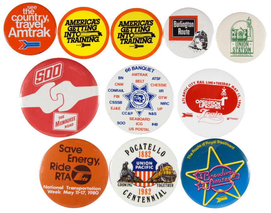 Hake's - RAILROAD RELATED COLLECTION OF 50 BUTTONS.