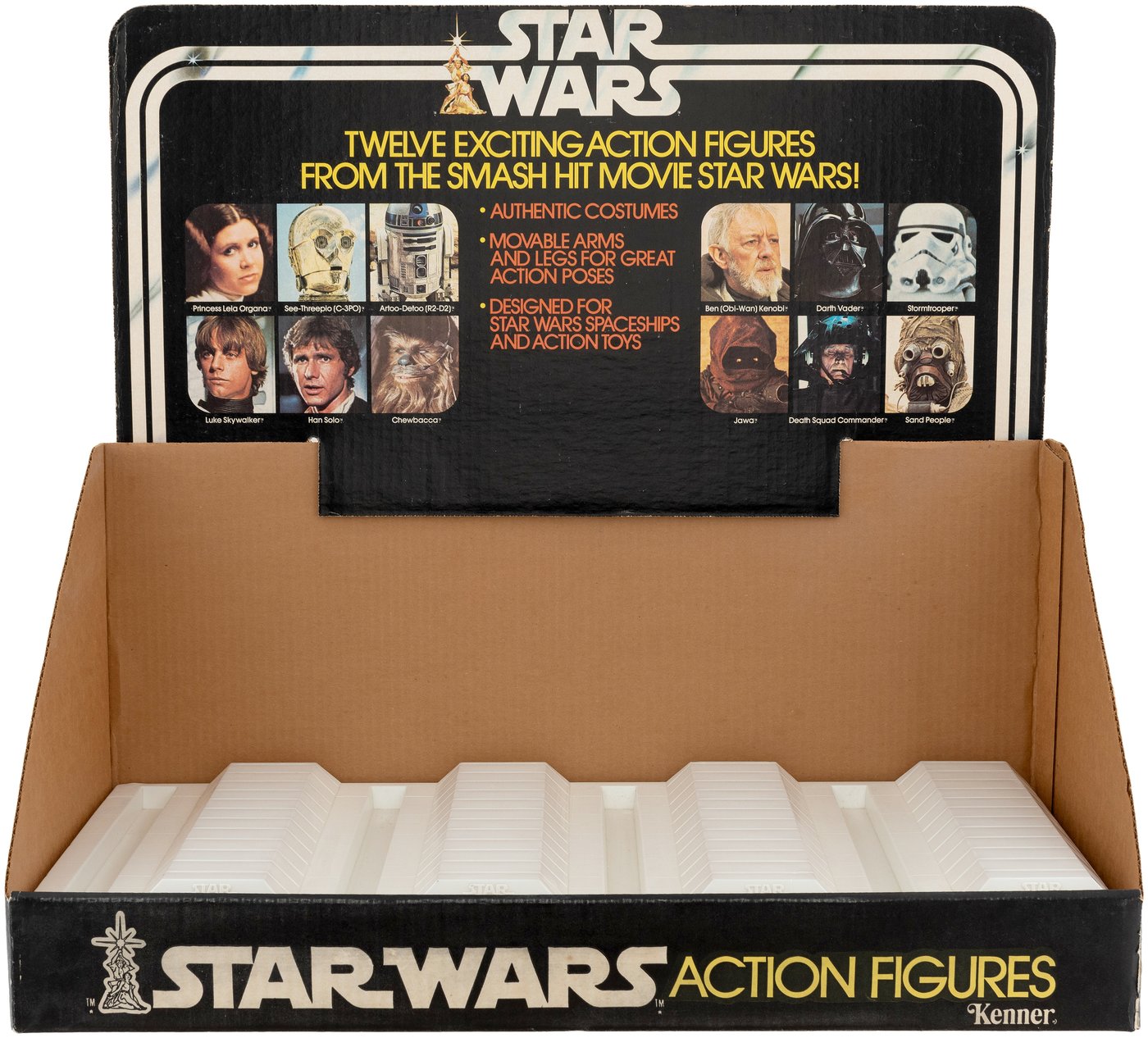 1977 First 12 Vintage Star Wars Figures With Case, Insert And Trays.