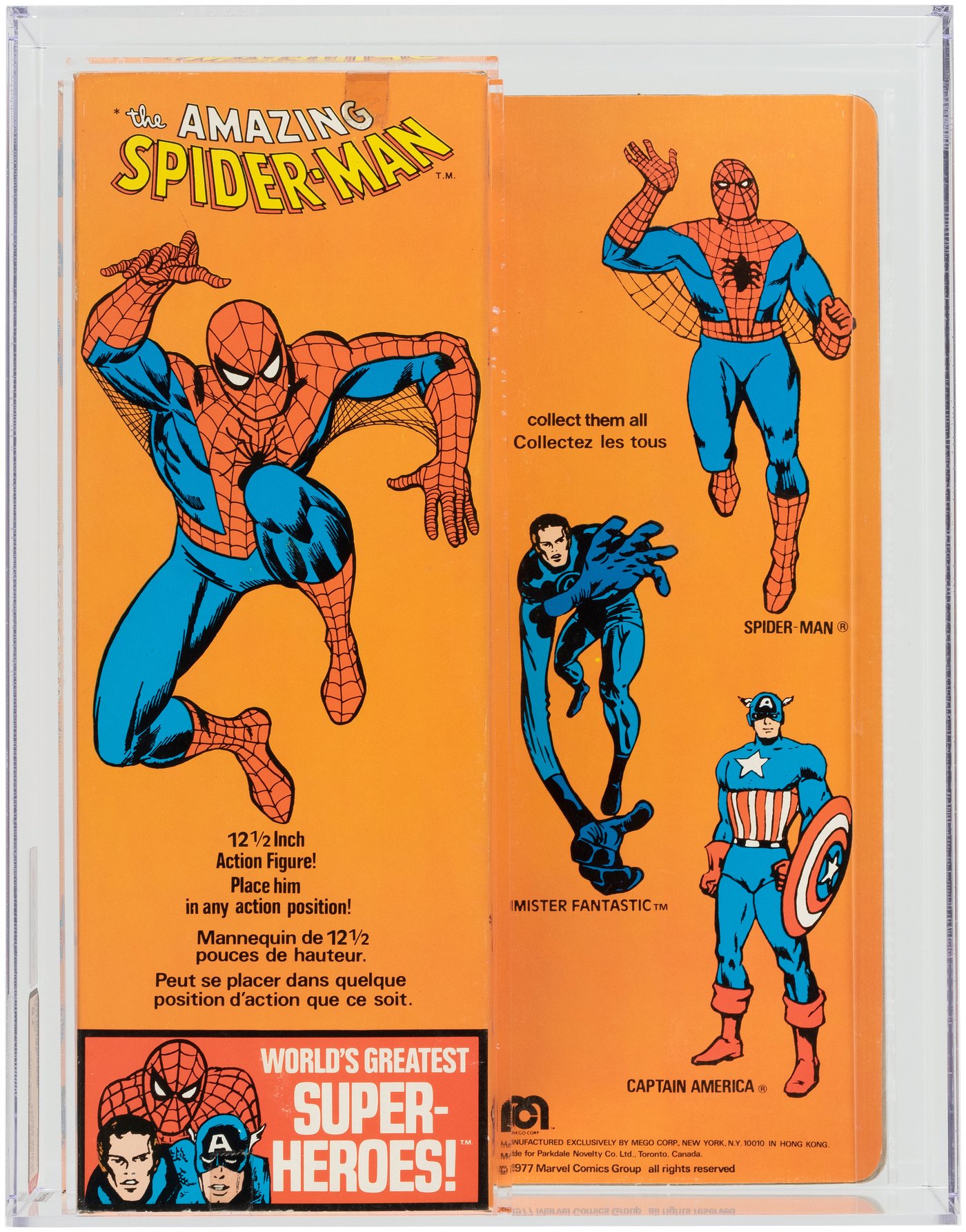 Hakes - MEGO SPIDER-MAN 12 FIGURE CANADIAN BOX AFA 75 EX+NM.